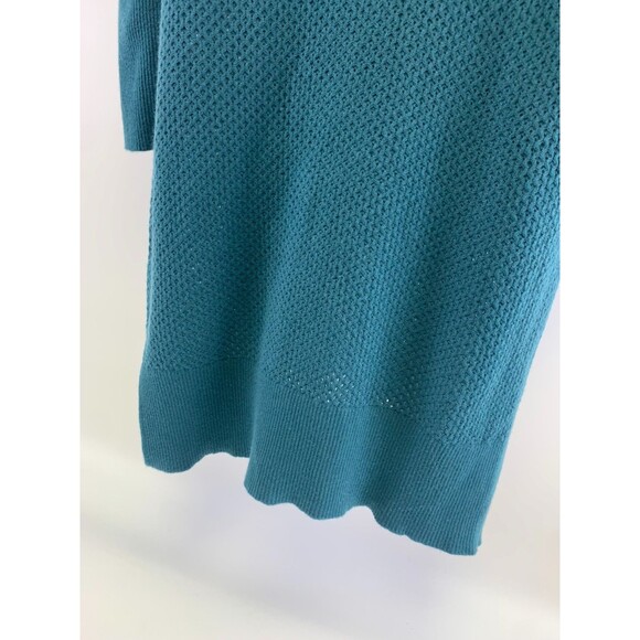 Title Nine Woolicious Waffle Sweater Dress Long Sleeve Knee Teal Crew Neck Small - Picture 16 of 16